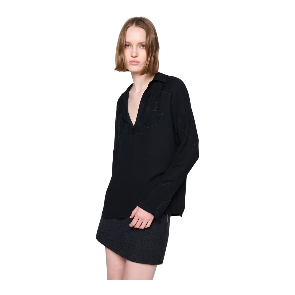Silvian Heach Blouse met borduurwerk en overhemdkraag Black Dames