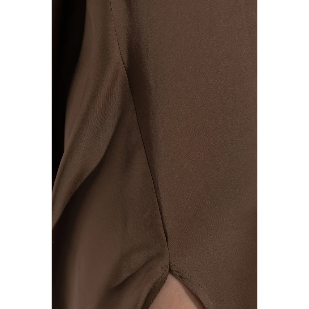 Rick Owens Edfu High Neck Asymmetric Dress Brown Dames
