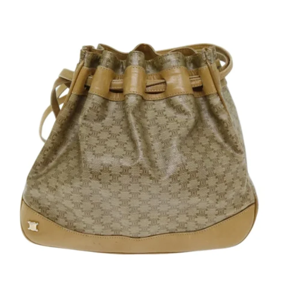 Celine Vintage Pre-owned Canvas shoulder-bags Beige Dames
