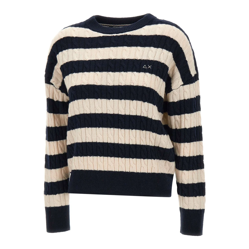 Sun68 Gestreepte Blauwe Trui met Logoborduursel Multicolor Dames
