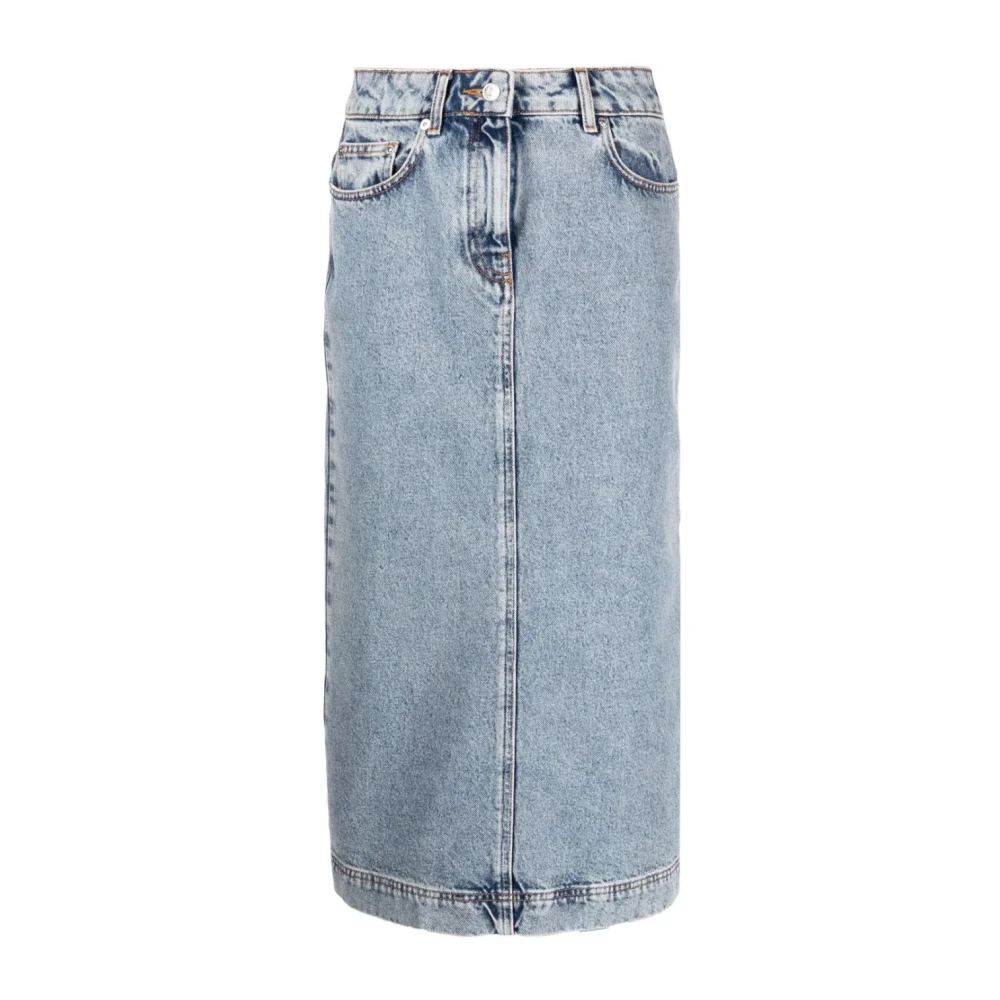 Moschino Donna Blu Gonna In Denim Con Chiusura Anteriore