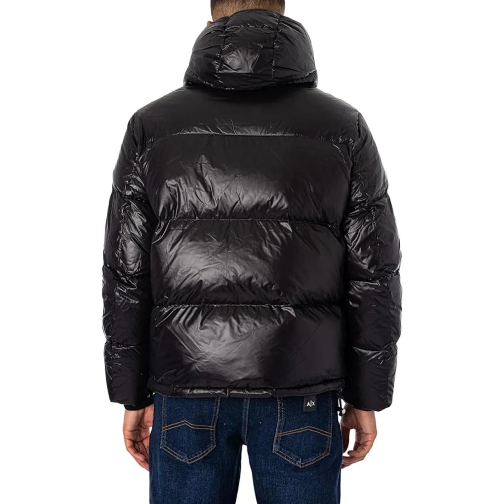Armani Exchange Gewatteerde jas met capuchon Black Heren