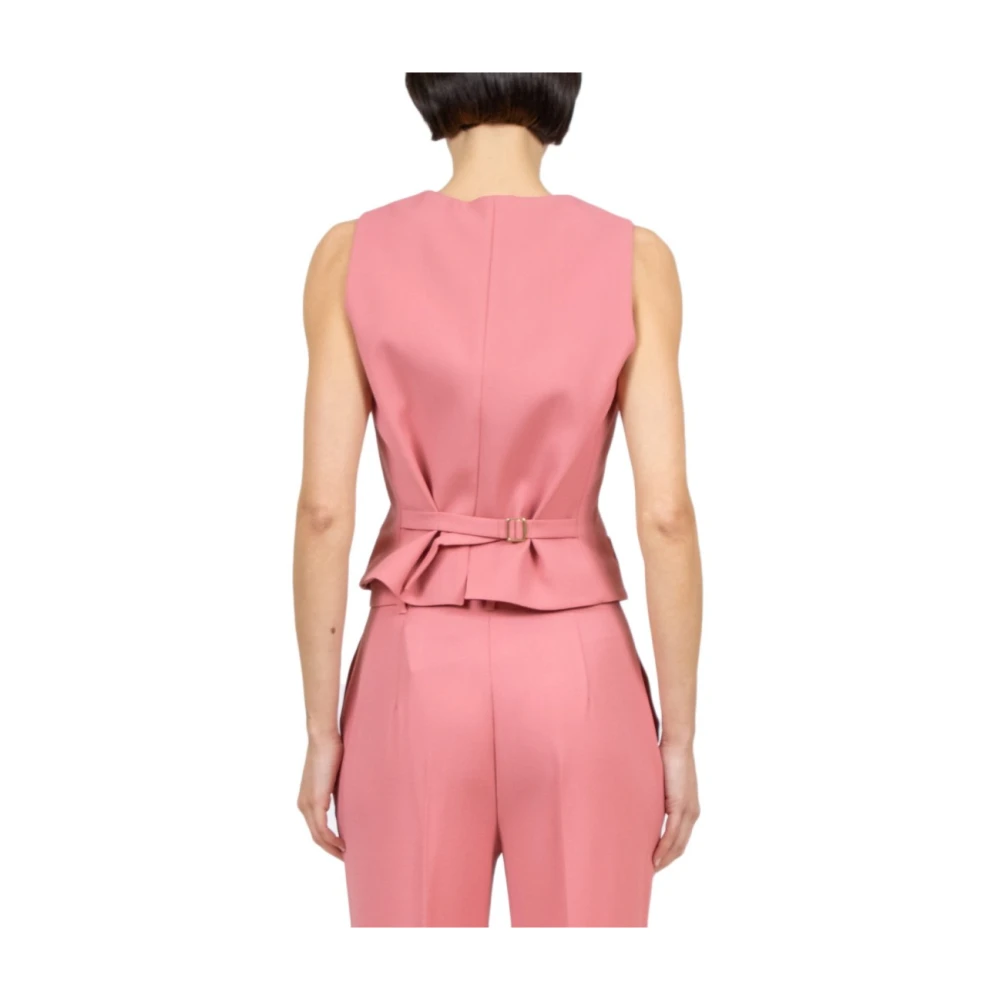 Max Mara Studio Op Maat Gemaakte Fard Wollen Vest Pink Dames