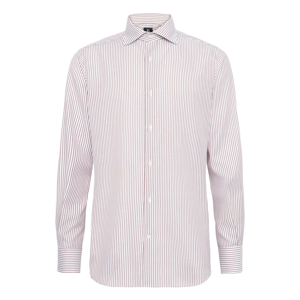 Boggi Milano Ultimate NON Iron Gestreept Katoenen Overhemd Regular Fit Red Heren
