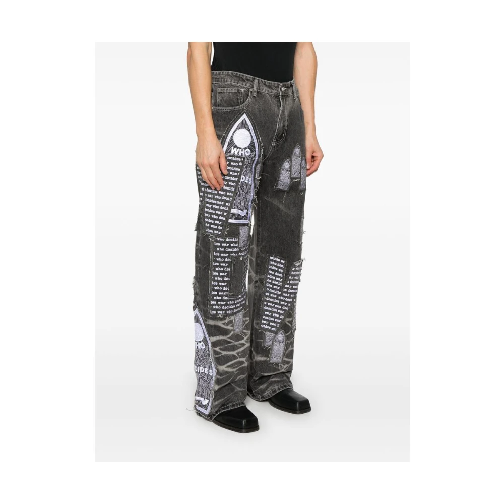 Who Decides War Donkergrijze Denim Patchwork Jeans Gray Heren