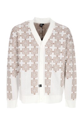 brown-white-v-neck-cardigan-sweater
