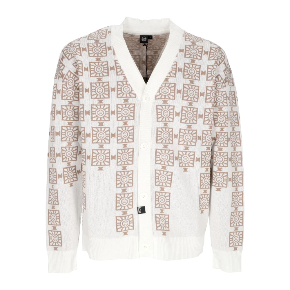 Dolly Noire Bruin Wit V-Hals Cardigan Sweater Brown Heren
