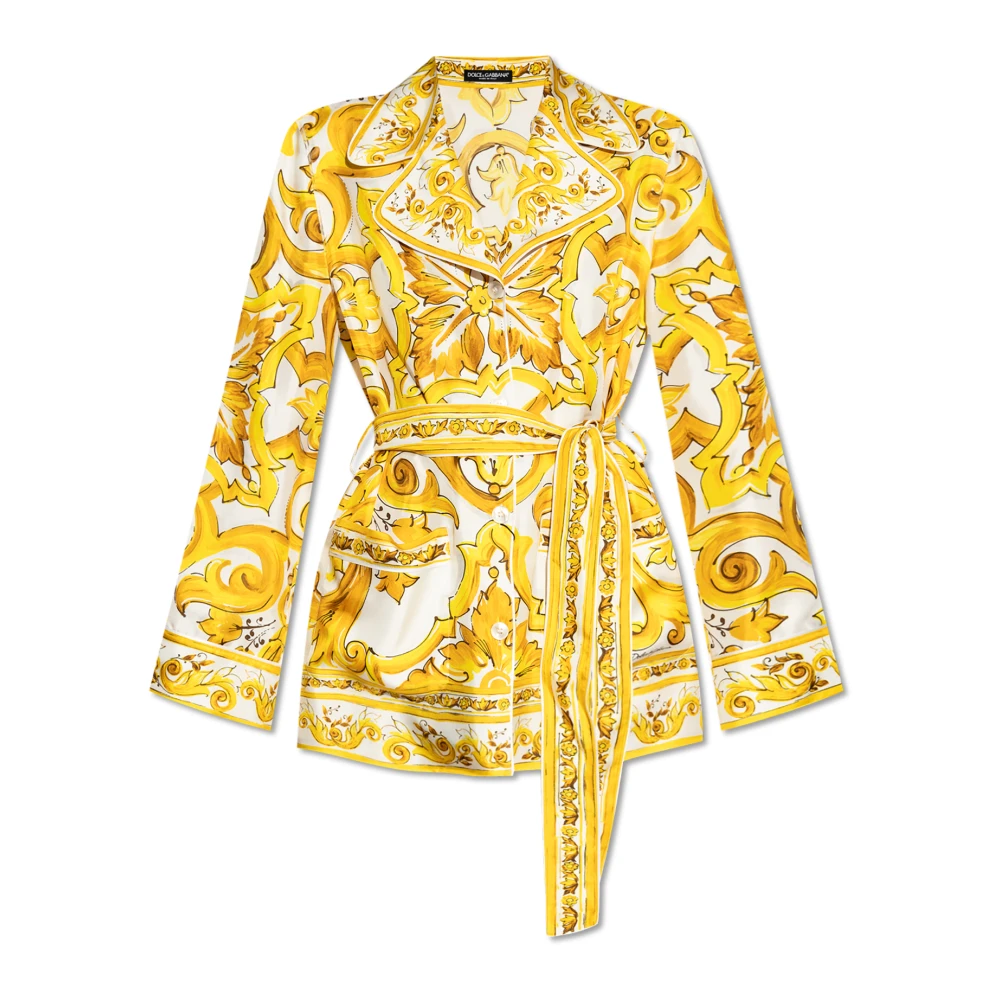Dolce & Gabbana Shirt met Majolica Print Yellow Dames
