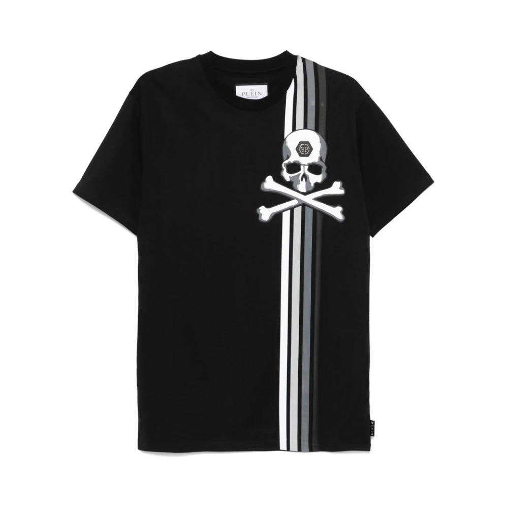 Philipp Plein Zwarte Gestreepte Crew Neck T-shirt Black Heren
