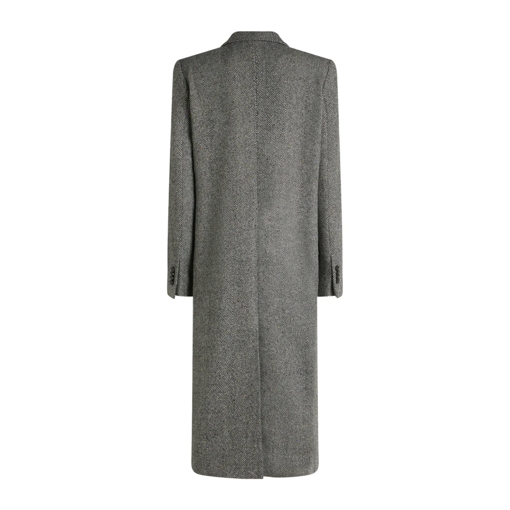 ETRO Chevron Patroon Lange Wollen Jas Gray Dames