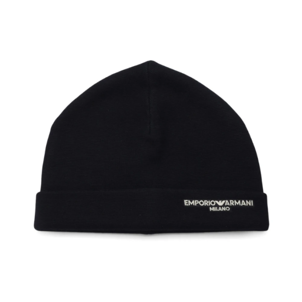 Emporio Armani Unisex Blue Wool Beanie - Accessories - L - Accessories