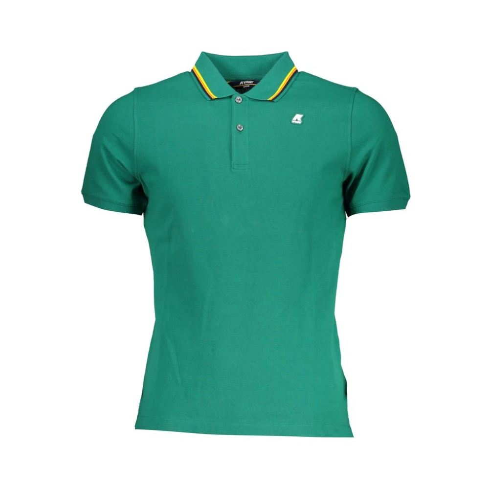 K-Way Men's Green Cotton Polo Shirt With Contrast Details