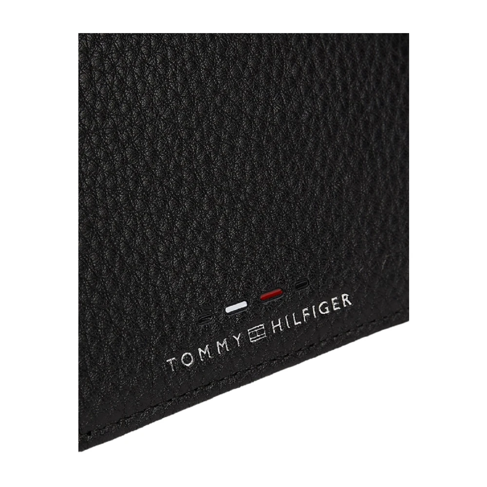 Tommy Hilfiger Zwarte leren portemonnee met georganiseerd interieur Black Heren