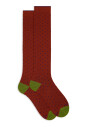 chaussettes-longues-en-coton-marron-a-pois-pour-femmes