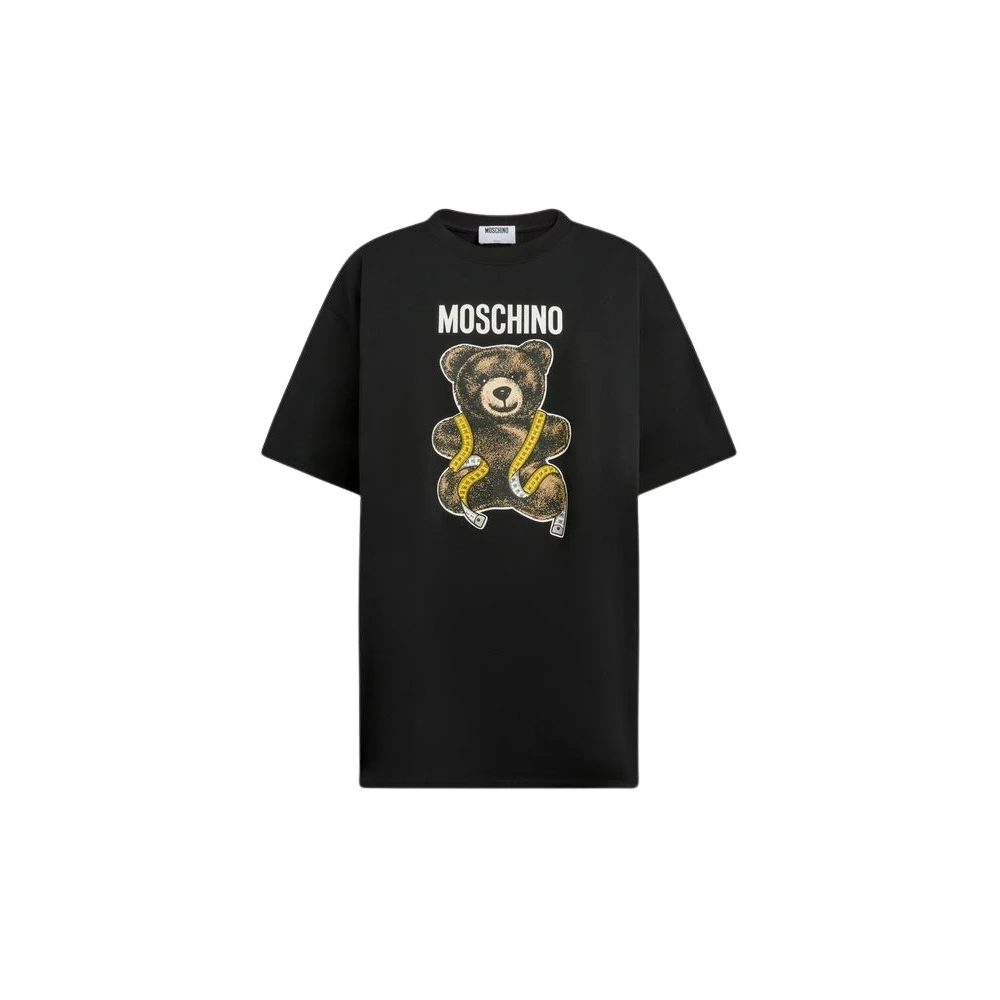 Moschino Black T-Shirts, Female, 2XS, Teddy Bear Cotton Jersey T-Shirt