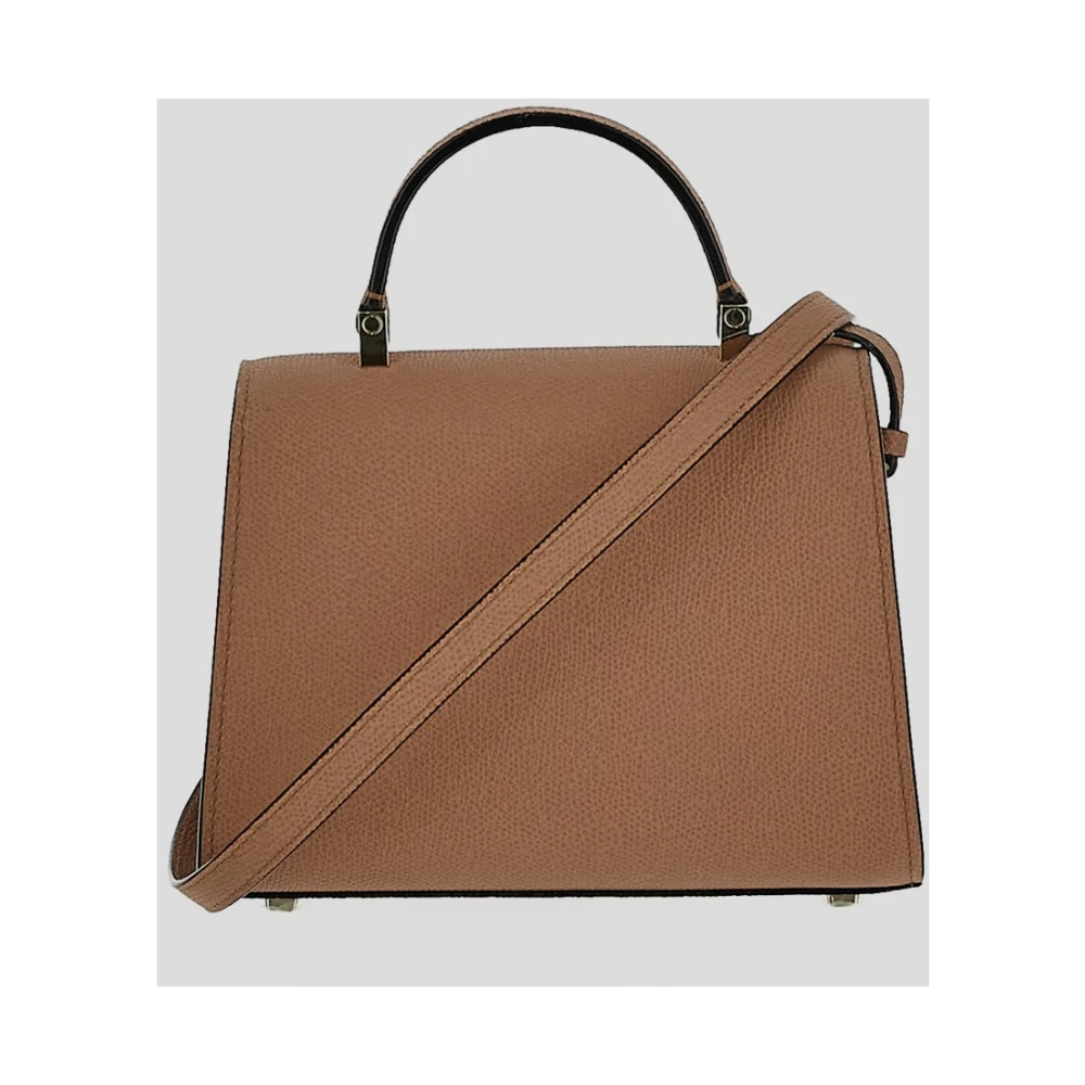 Valextra Kleine Leren Top Handtas Brown Dames