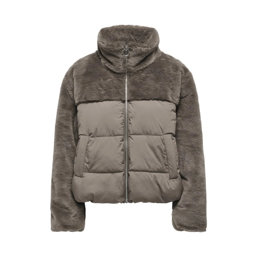 Only Bont Puffer Mix Jas in Walnoot Brown Dames