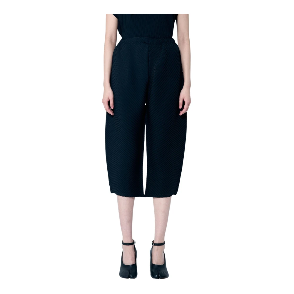 Issey Miyake Elastische Taille Geplooide Broek Black Dames