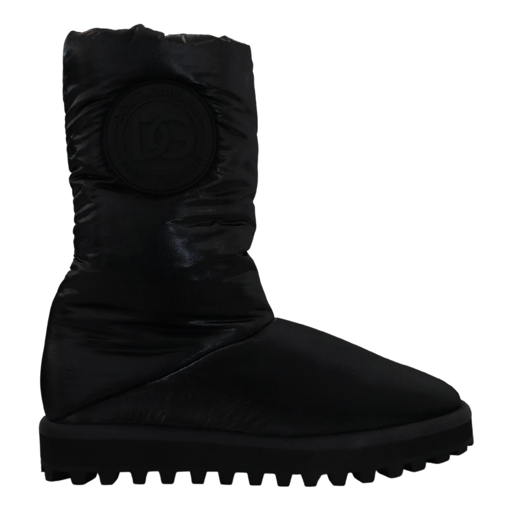 Dolce & Gabbana Men's Black Winter Boots, 10 Uk, Elegant Mid-Calf Boots In Polyester