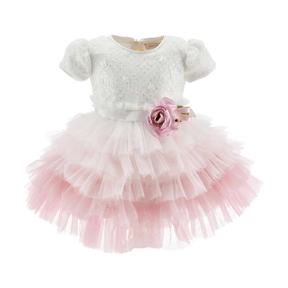 Monnalisa Girls Pink Kids Occasion Wear, 9 M, Tulle Dress