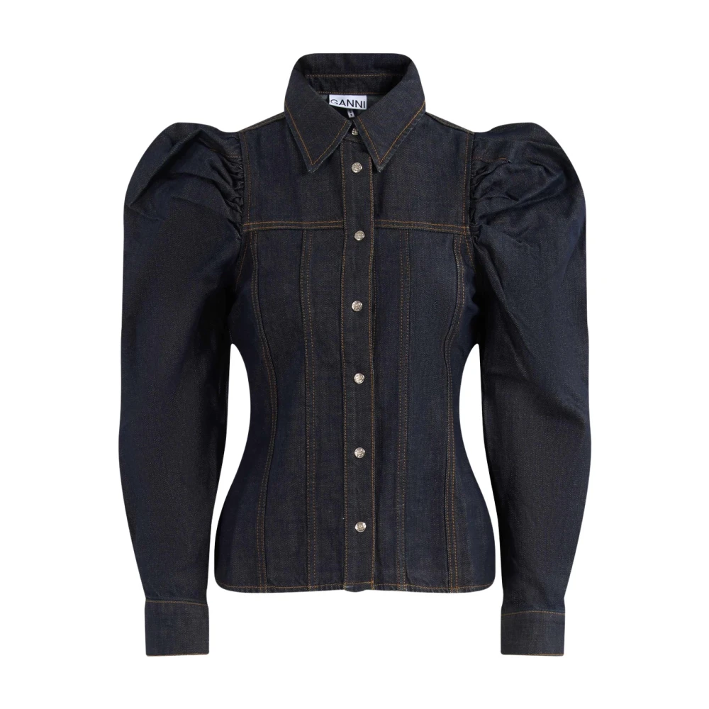 Ganni Donna Blu Camicette M, New,
