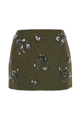 Blommig Broderad Minikjol