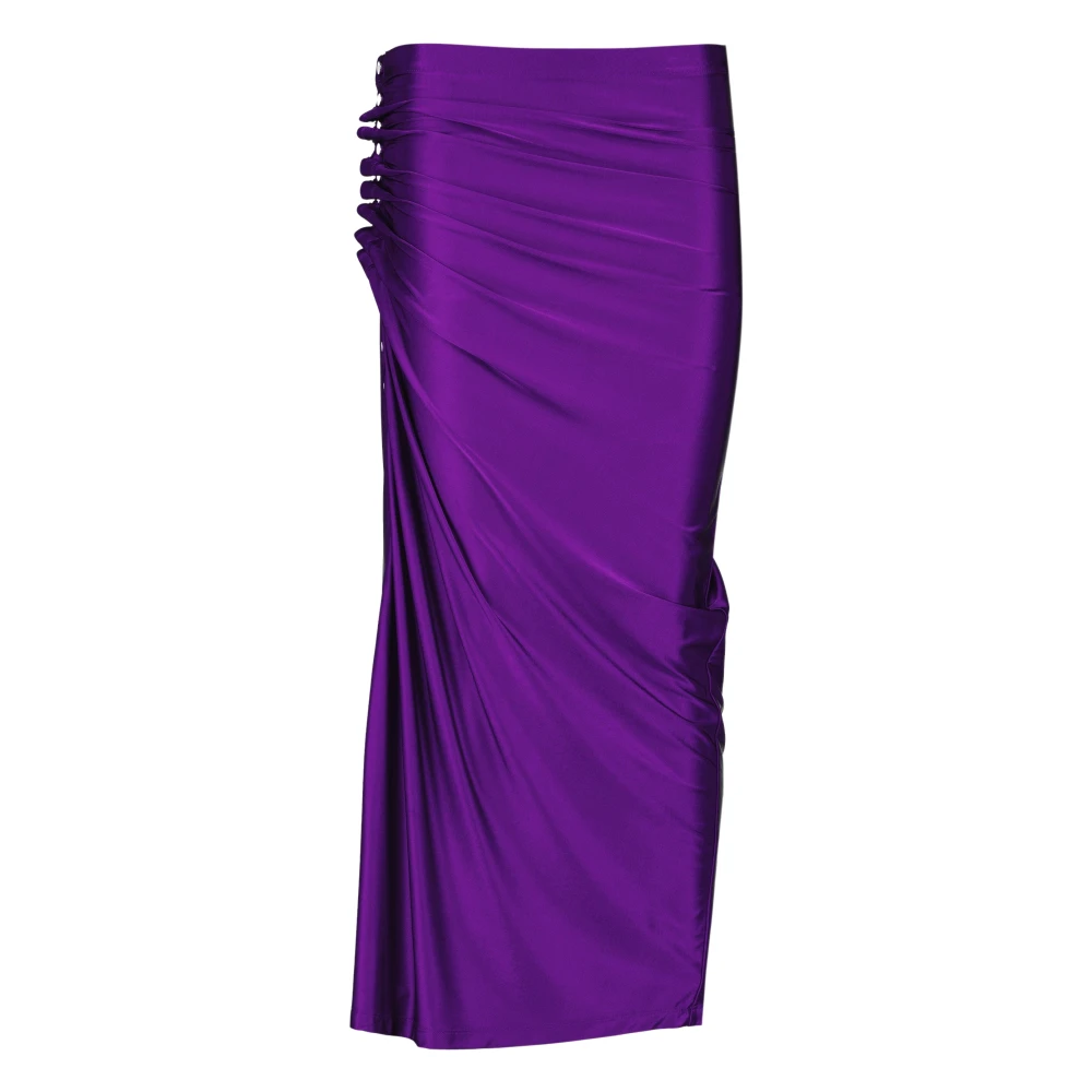 Rabanne Women's Purple Draped Midi Skirt In Jersey - Maxi Skirts - Xs - Skirts