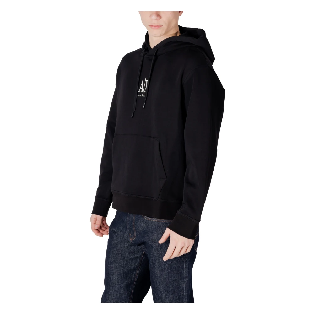 Armani Exchange Zwarte Hoodie Lente Zomer Mannen Black Heren