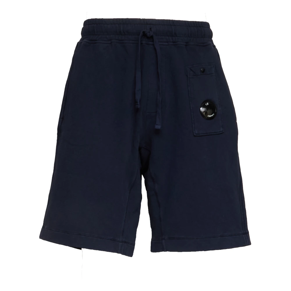 C.p. Company Men's Blue Bermuda Con Coulisse Taschino Con Lente Applicato