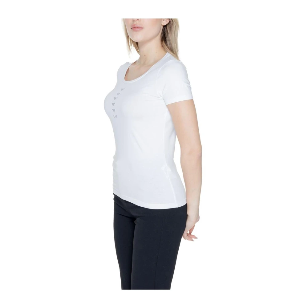Emporio Armani EA7 Katoenmix Stretch T-shirt Damescollectie White Dames
