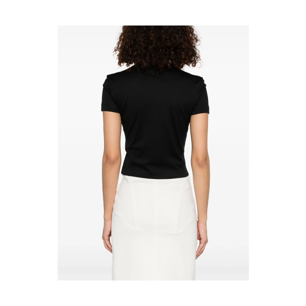 Mugler Zwart Crew Neck Logo T-shirt Black Dames