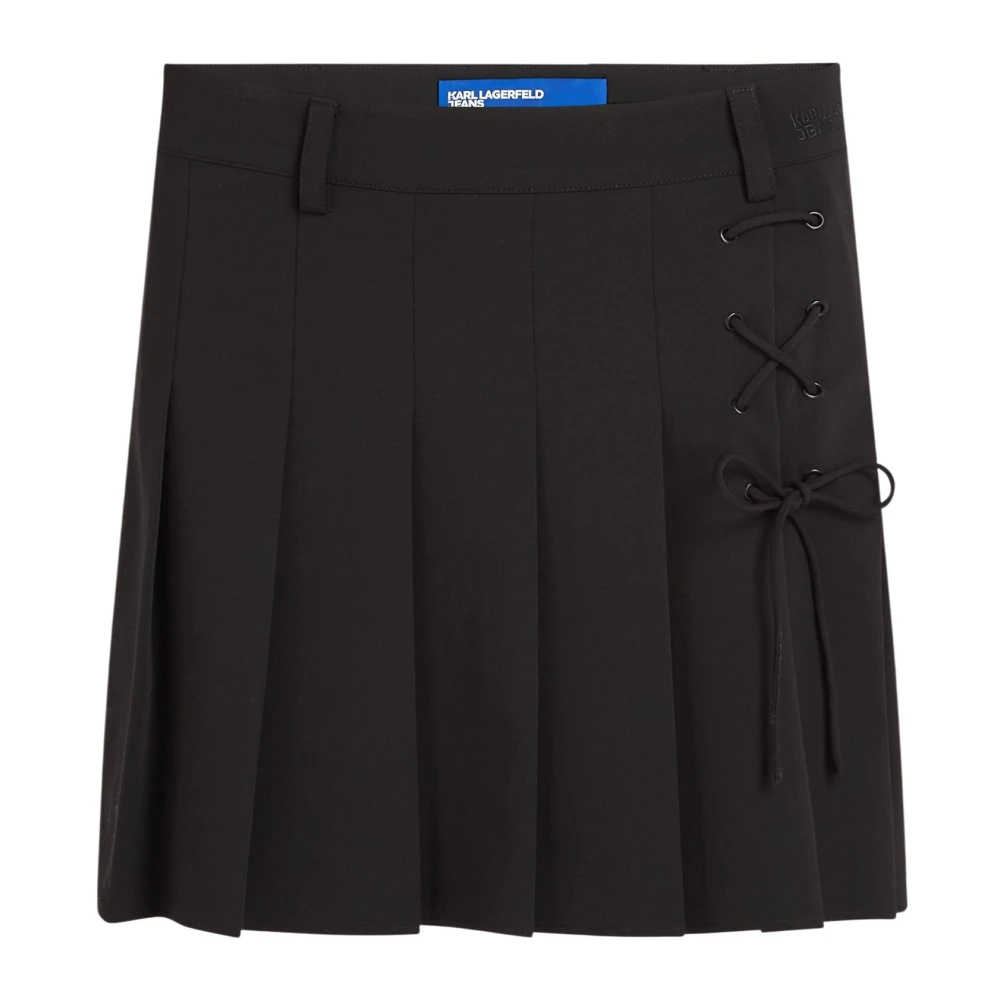 Karl Lagerfeld Women's Black Short Skirts, M, Klj Pleated Mini Skirt