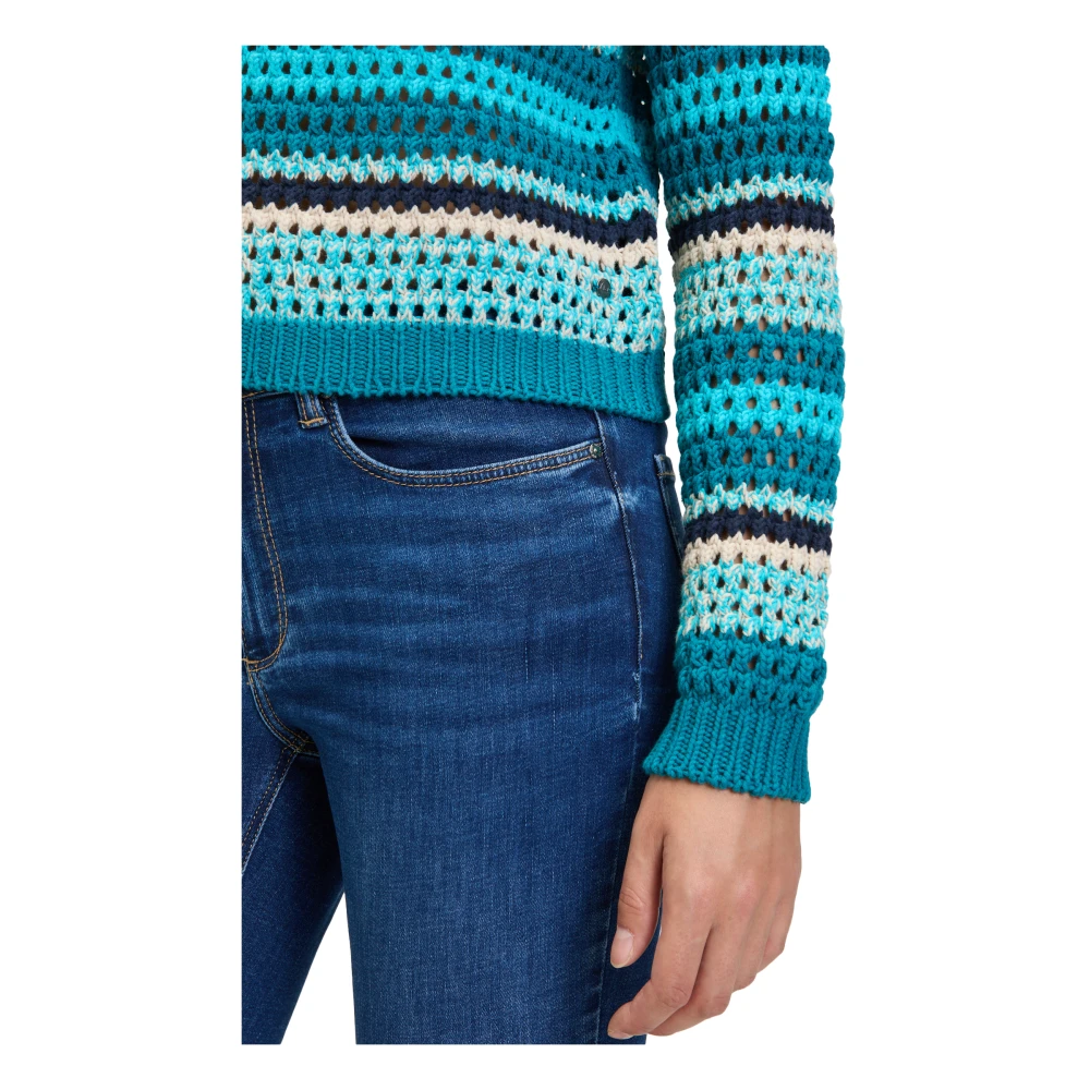 Betty & Co Gestreepte Gebreide Trui Blue Dames