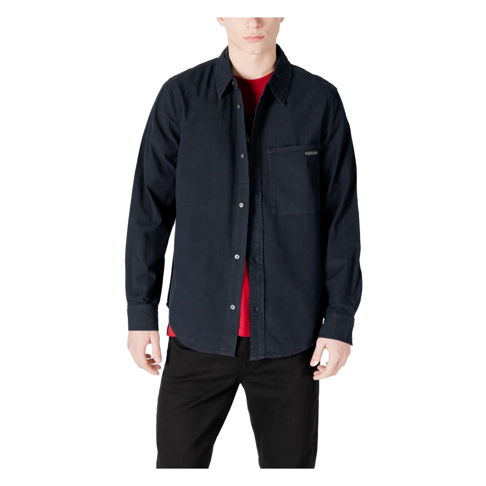 Calvin Klein Jeans Men's Black Cotton Button-Up Shirt Classic Collar - Casual Shirts - S- Shirts