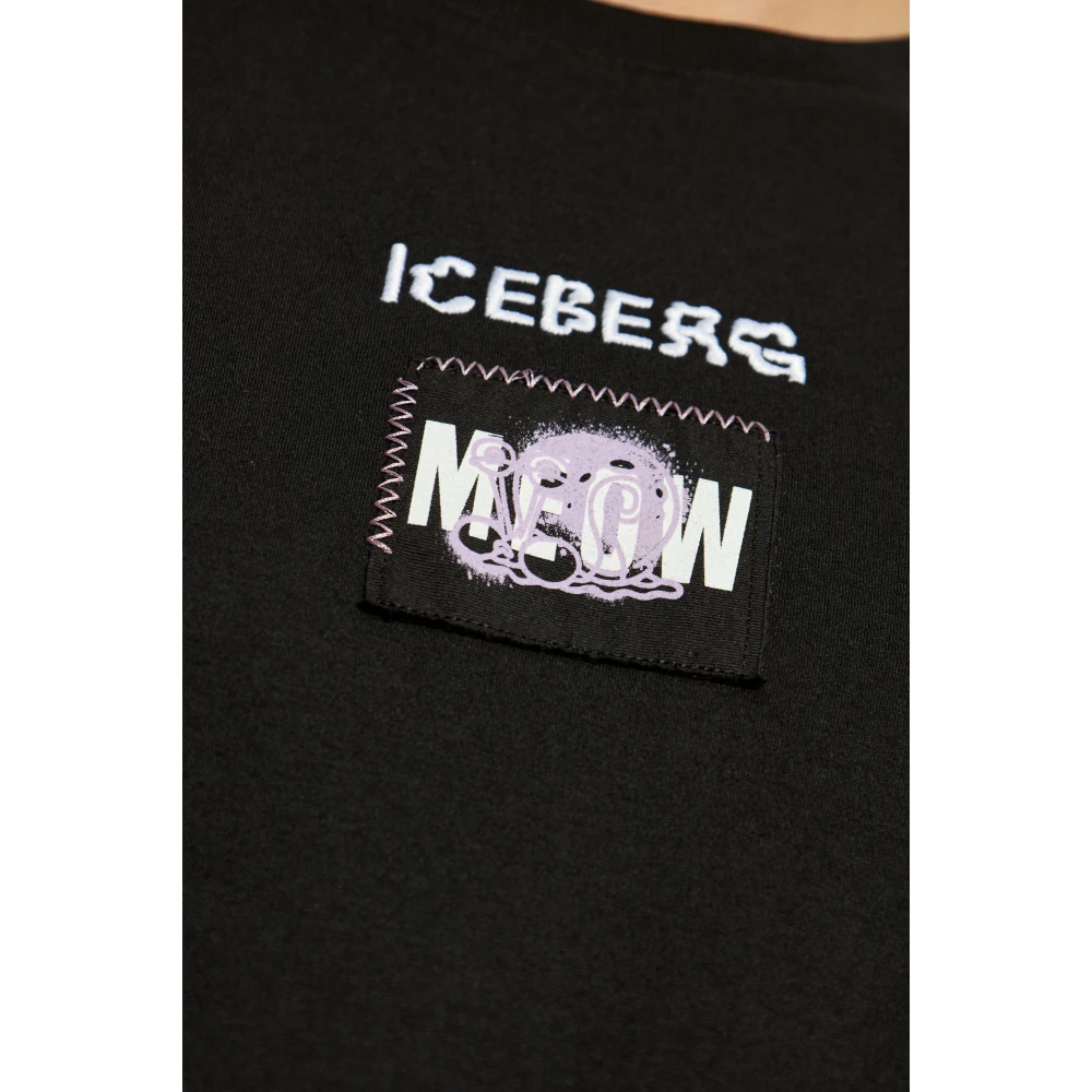 Iceberg T-shirt met patches Black Heren