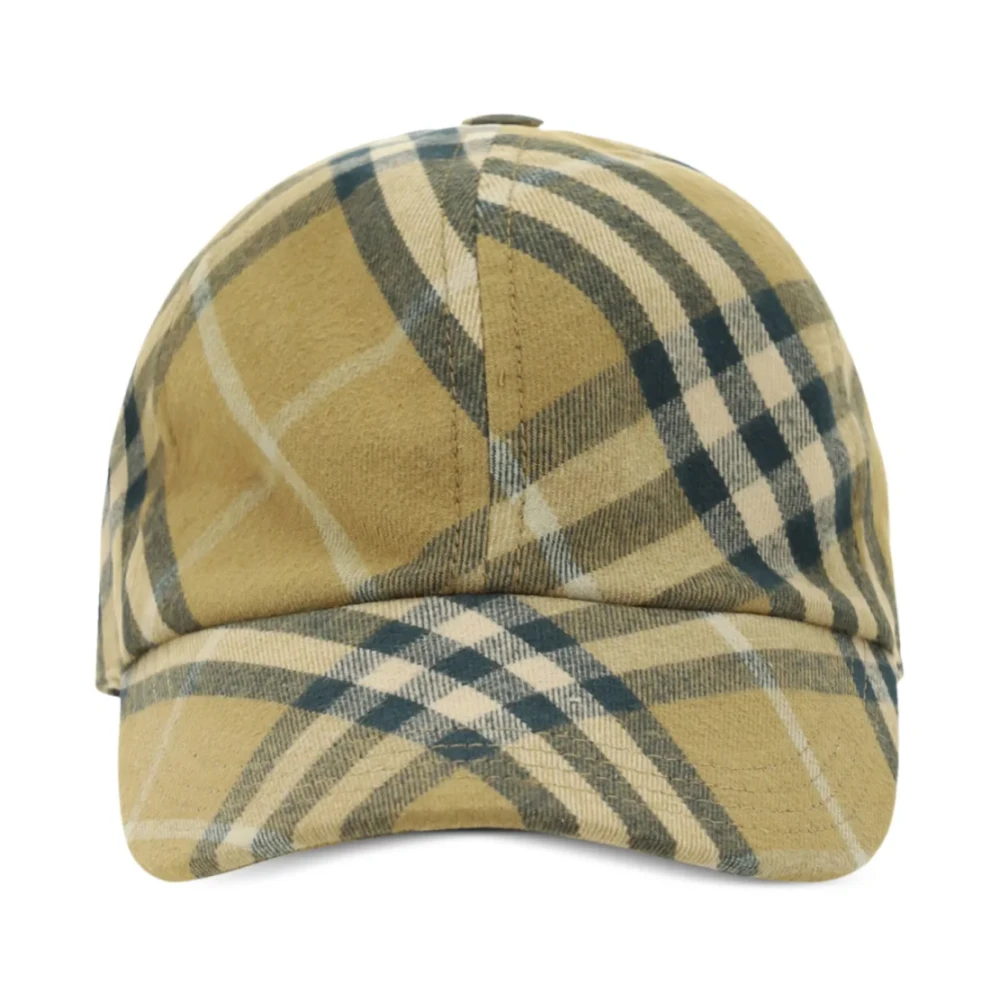 Burberry Men's Beige Check Baseball Cap Camp Hat Logo Medium