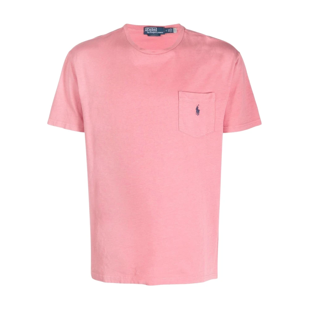 Ralph Lauren Katoenen Linnen T-shirt met Borstzakje Pink Heren