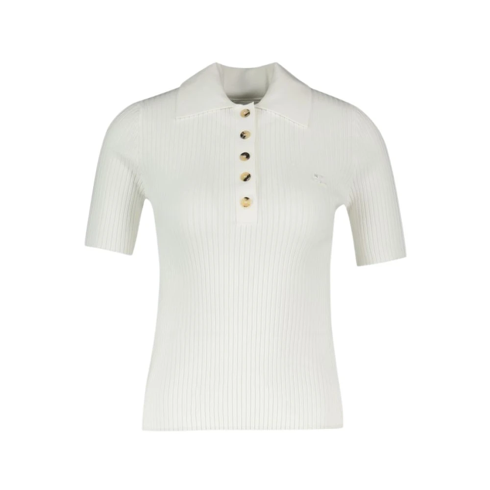 Courrèges Women's White Polo Shirts, Xs, Cotton Signature Polo Shirt