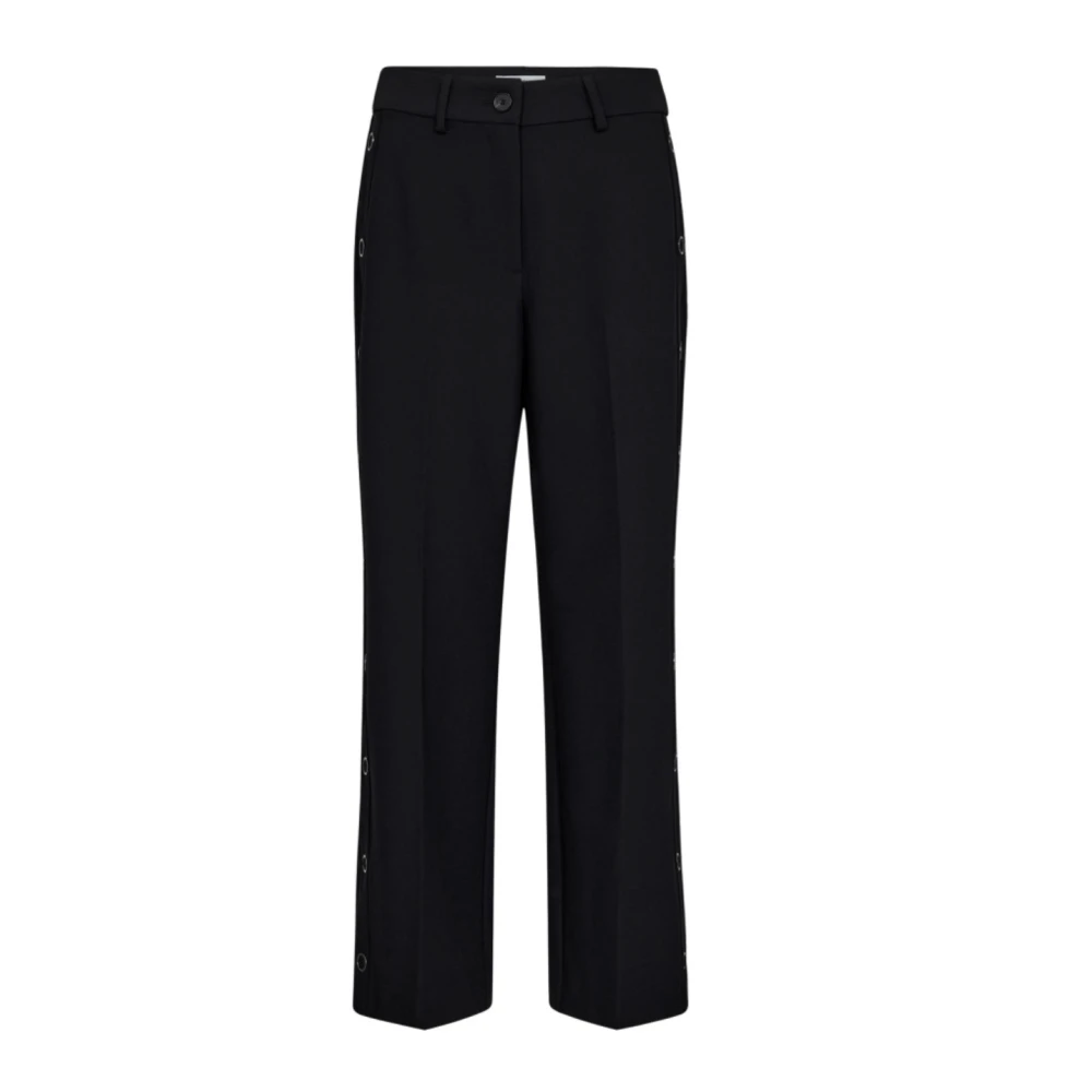 Co'Couture Zwarte Wijde Pijp Ring Detail Broek Black Dames