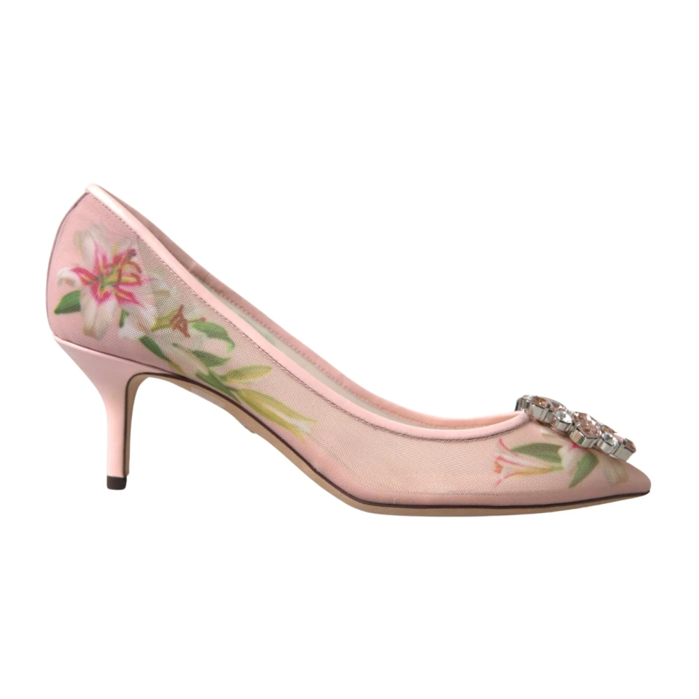 Dolce & Gabbana Women's Pink Pumps,, Floral Crystal High Heel Pumps Size 3 Uk