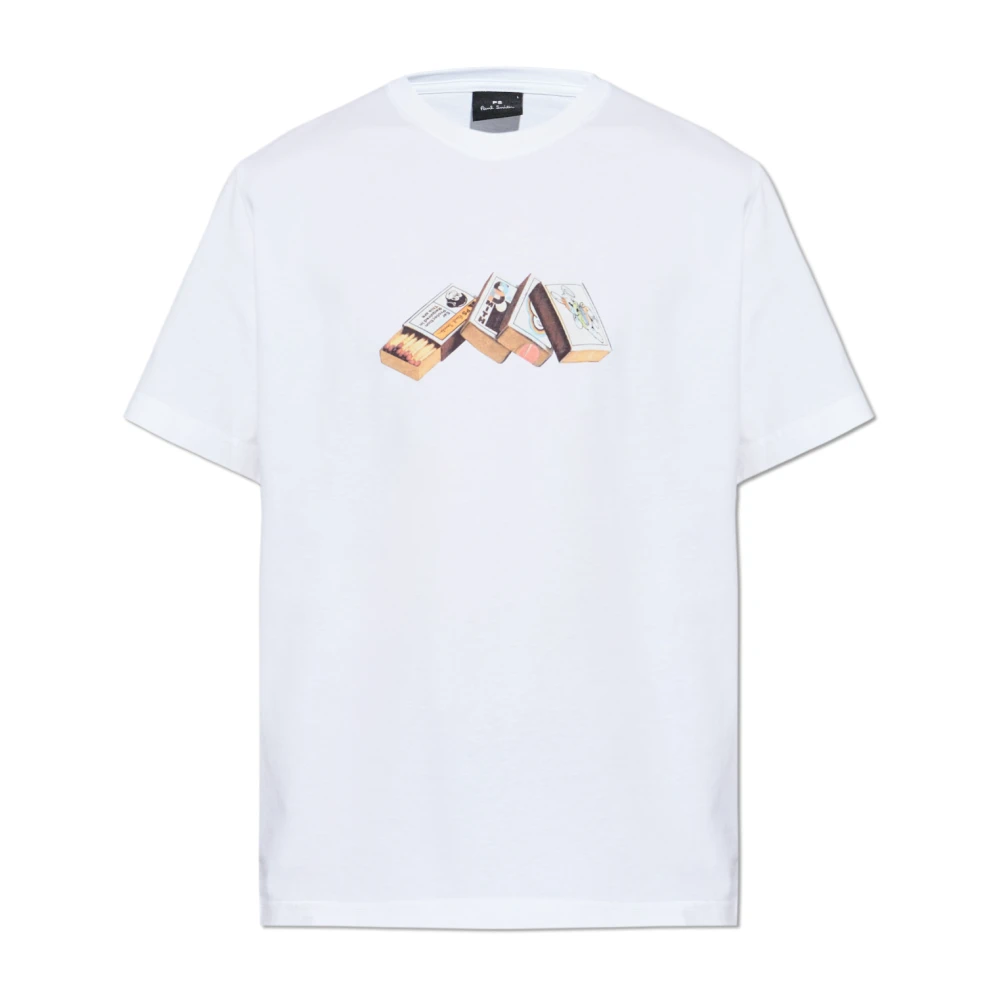 Ps By Paul Smith Herr Vit Toppar Xl, Bomull, Matchboxes Printed T-Shirt