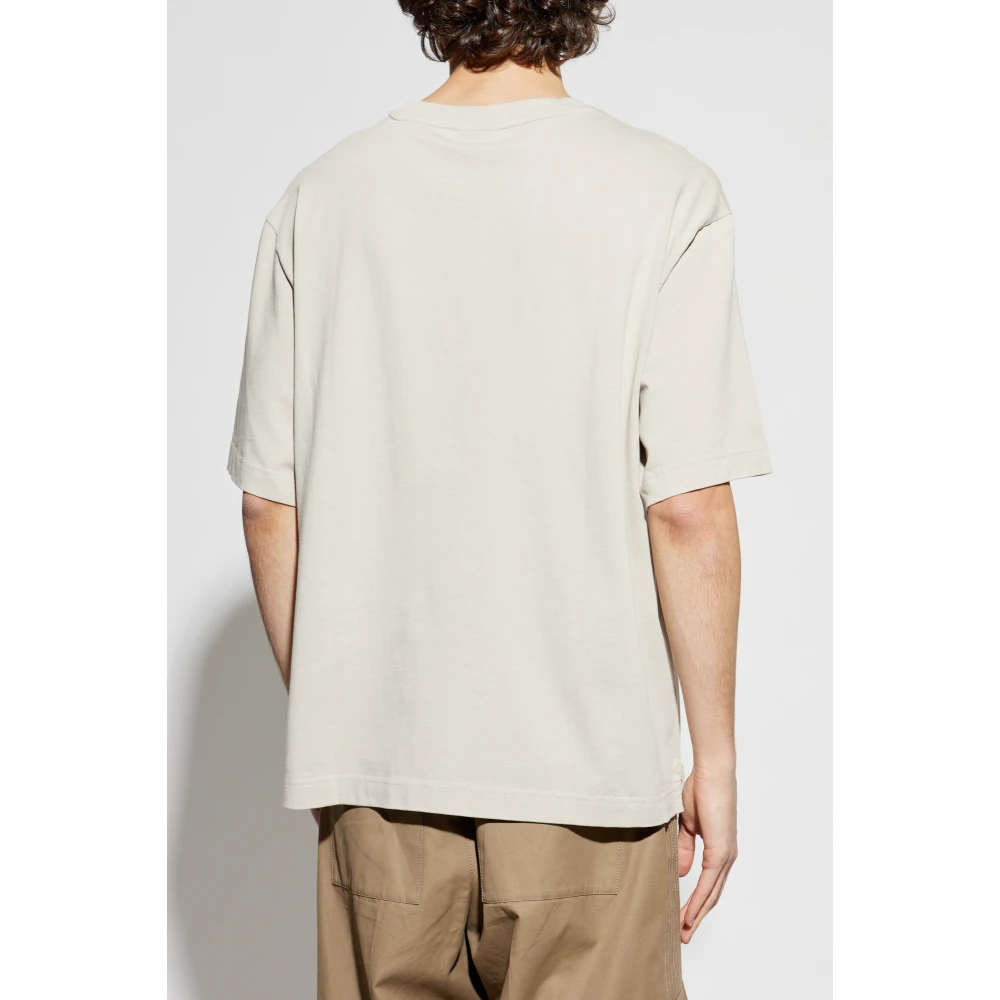 Maison Kitsuné T-shirt met logo Beige Heren