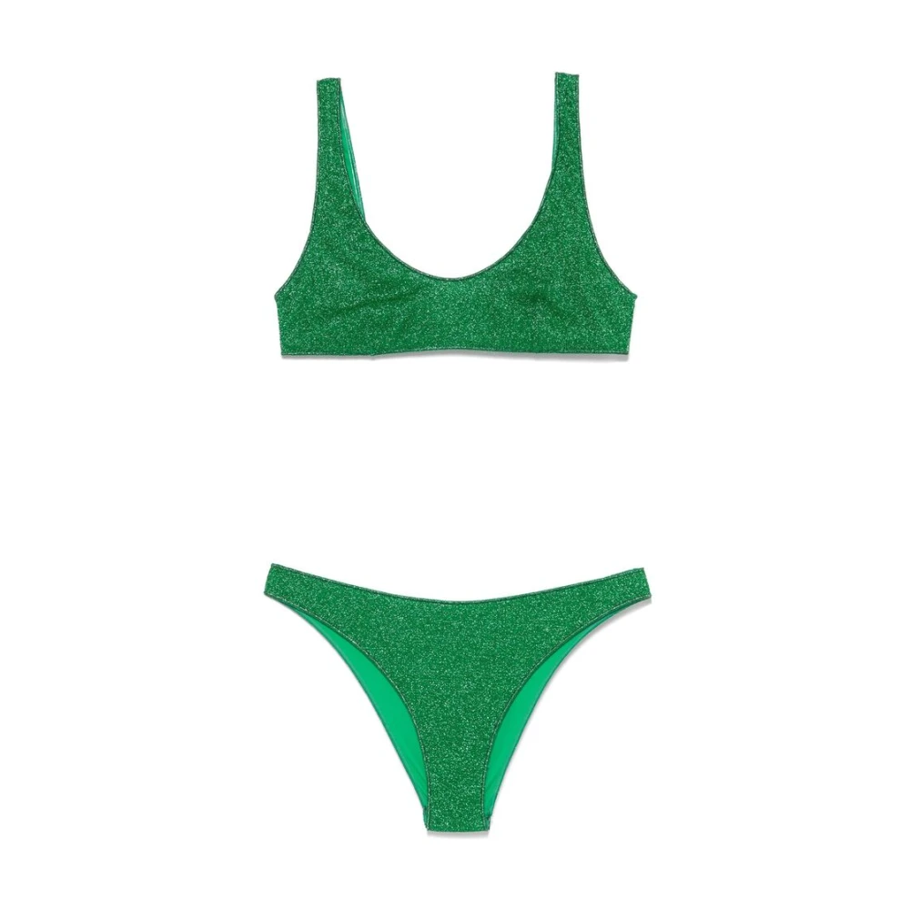 Oseree Groene strandkleding met elastische details Green Dames