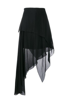 black-silk-asymmetric-polka-dot-skirt