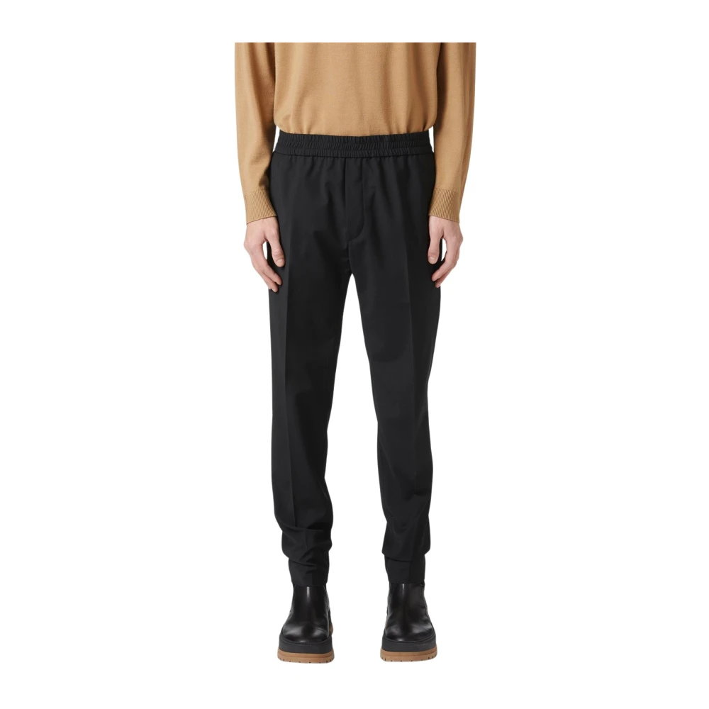 Iceberg Zwarte Regular Fit Polyester Wol Broek Black Heren