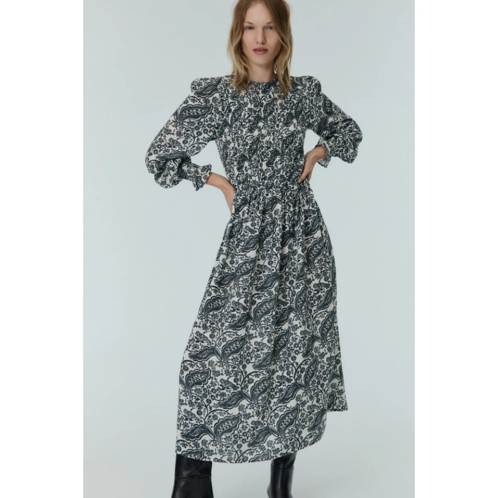 The New Society Majestic Paisley Jurk Blue Dames