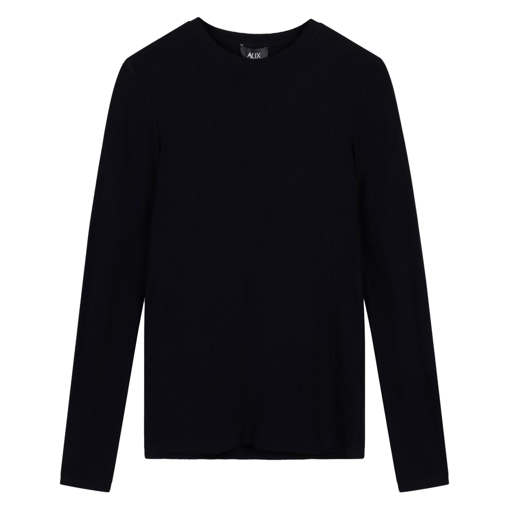 Alix The Label Gebreide Ribtop Lange Mouw Black Dames