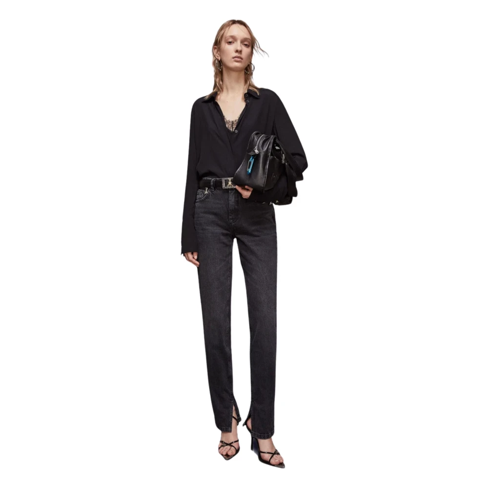 PATRIZIA PEPE Zwarte Geborduurde Glam Jeans Black Dames