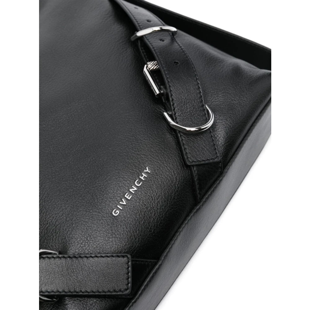 Givenchy Zwarte Leren Schoudertas met Gespdetail Black Heren