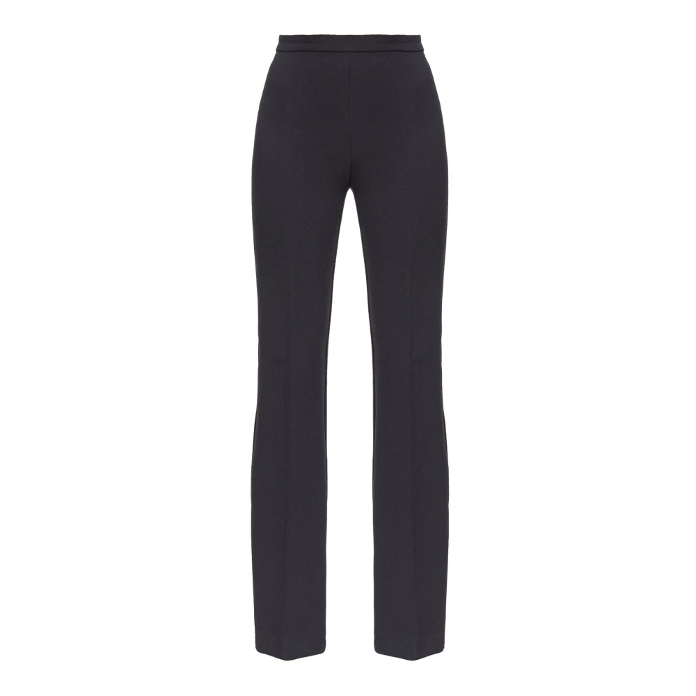 Pinko Women's Black Elegant Flared Crepe Trousers - Wide Trousers - M - Trousers